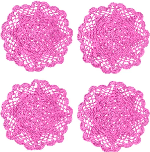 Miniatura 37 de Juego de 2 manteles individuales de encaje con diseño de flores huecas de ganchillo, manteles individuales de encaje para taza de té, aniversario