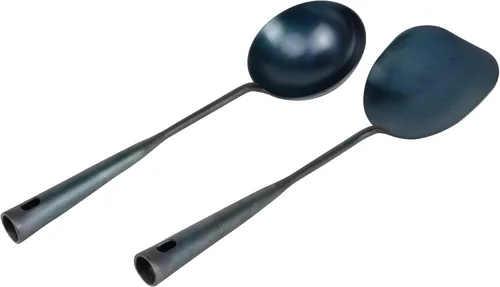 Miniatura 8 de ZhenSanHuan Utensilio de Wok Tradicional Chino Hecho a Mano de Hierro, Utensilio de Wok Largo (Espátula, 32CM/12.6'')