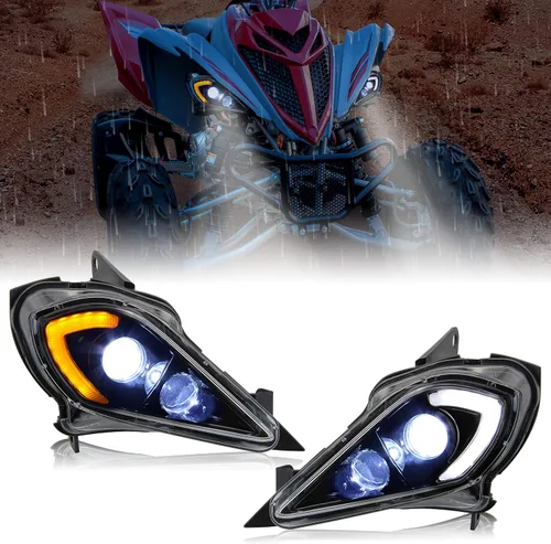 SAUTVS Faros delanteros LED de haz alto y bajo, luces delanteras DRL luz de señal de giro para Yamaha YFZ 450 YFZ450R YFZ450X Wolverine 450 350