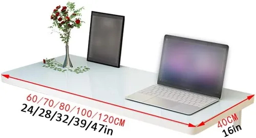 Miniatura 3 de Mesa multifunción para montar en la pared, escritorio flotante para computadora, mesa de comedor plegable, diseño de vidrio templado, para banco