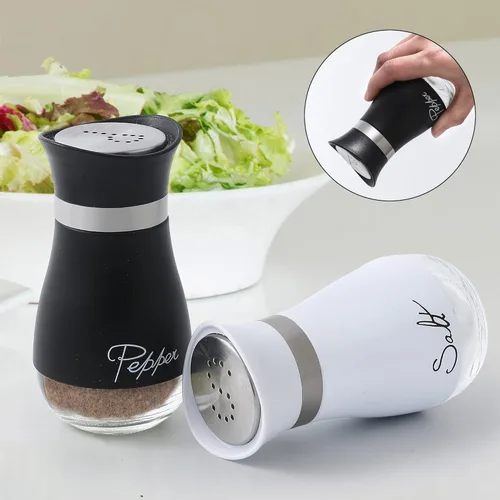 Miniatura 2 de Lonffery Juego de saleros y pimenteros – Recipientes de sal para regalos, decoración de cocina, hogar, caravana, campamento, barbacoa, dispensador
