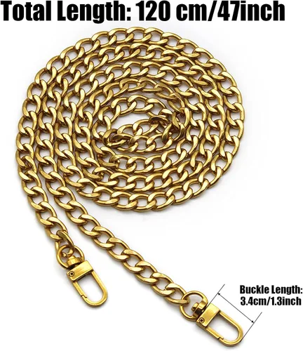 Miniatura 3 de Anvin Correa de cadena plana de 47 pulgadas, cadenas de hierro para bolso de mano, correas de repuesto para bolso de hombro, cadena cruzada
