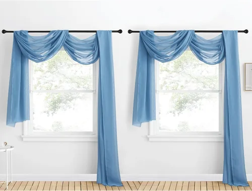Miniatura 10 de NICETOWN Cenefa decorativa larga para ventana, cenefa de bufanda de boda, cortina de gasa para sala de estar, dormitorio, ceremonia