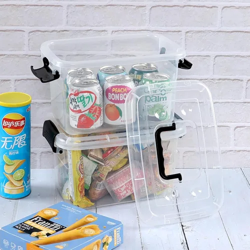 Miniatura 6 de Caja de almacenamiento de plástico de 6 cuartos de galón con asa, contenedor de cierre transparente con tapas, 6 paquetes