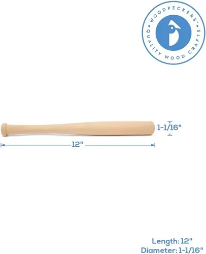 Miniatura 2 de Bate de béisbol de madera 12 Pulgadas Paquete de 2 Bate de madera de béisbol mini sin terminar, bate pequeño, decoración para fiestas, dormitorio