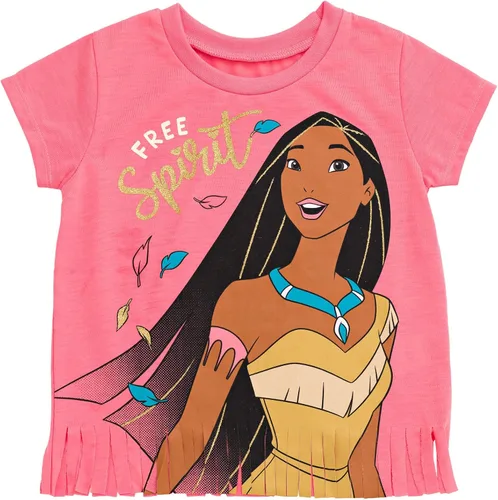 Miniatura 32 de Disney Frozen Moana Princess Tiana - Conjunto de camiseta floral y pantalones cortos de rizo francés para niños pequeños y grandes
