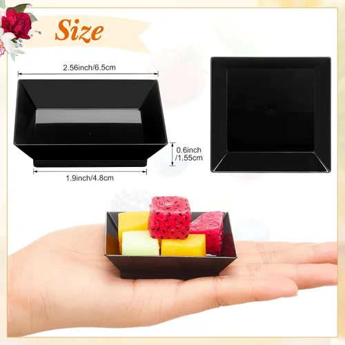 Miniatura 3 de 200 Piezas Platos Cuadrados Mini para Postre de 2.5 x 2.5 Pulgadas Platos Desechables para Aperitivos Platos Pequeños de Plástico Transparente