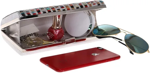 Miniatura 6 de Santimon Bolso de mano de noche para mujer cadena de vestir bolsa de cristal con cuentas de boda