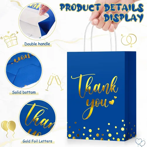 Miniatura 4 de Tinlade 30 bolsas de regalo de agradecimiento con papel de seda dorado con asa para graduación, negocios, compras, boda, ducha, regalos de fiesta