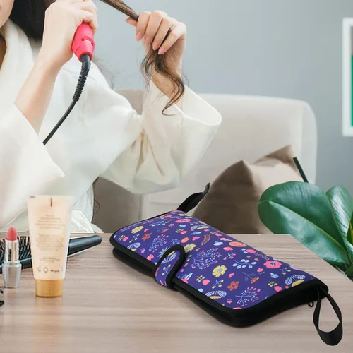 Miniatura 7 de Homakover Estuche de viaje para plancha para el cabello, 13 x 5 pulgadas, alfombrilla de silicona resistente al calor y bolsa para plancha plana