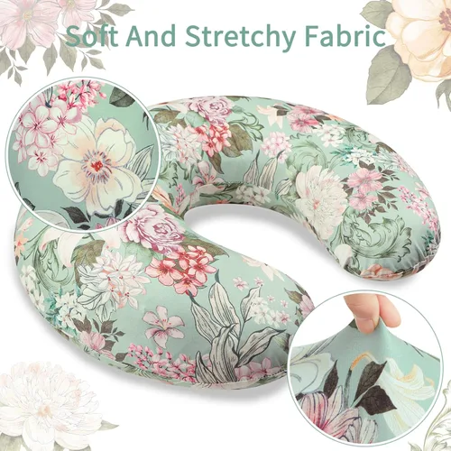 Miniatura 2 de Funda de almohada de lactancia para bebés, niñas y niños, funda de almohada verde para lactancia, funda de almohada elástica extraíble para recién