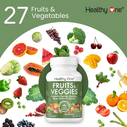Miniatura 9 de Healthy One - Suplemento de frutas y verduras, 27 superalimentos, vitaminas de frutas y verduras para adultos, píldoras de frutas y verduras
