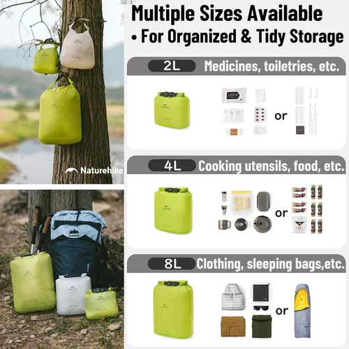 Miniatura 2 de windhike Naturehike - Bolsas secas ultraligeras con válvula de aire al vacío, bolsa impermeable enrollable para almacenamiento de compresión