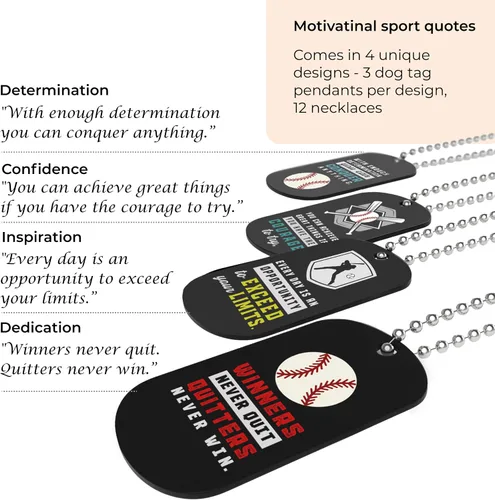Miniatura 2 de Inkstone Collares de béisbol con etiqueta de perro Motivacional Be The Game Changer Paquete de 12 Regalo alentador para estudiantes, equipos