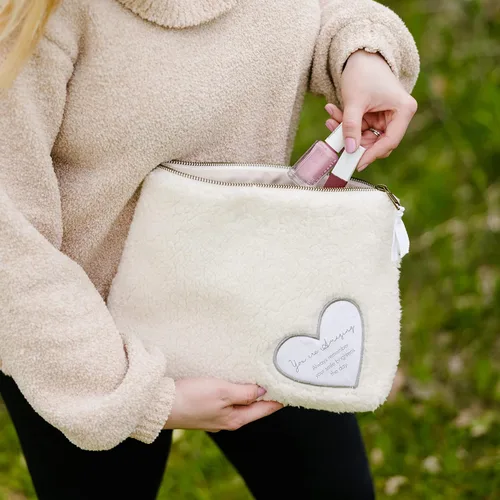 Miniatura 7 de Pavilion Gift Company Bolsa de maquillaje para mujer, blanco, marrón, 8" x 10", Blanco, marrón, Bolsa de maquillaje