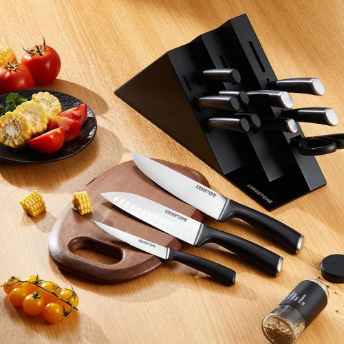 Miniatura 9 de KINGSTONE Juego de 14 cuchillos con portacuchillos, cuchillos de acero inoxidable de alto carbono con filo de precisión y durabilidad prolongada