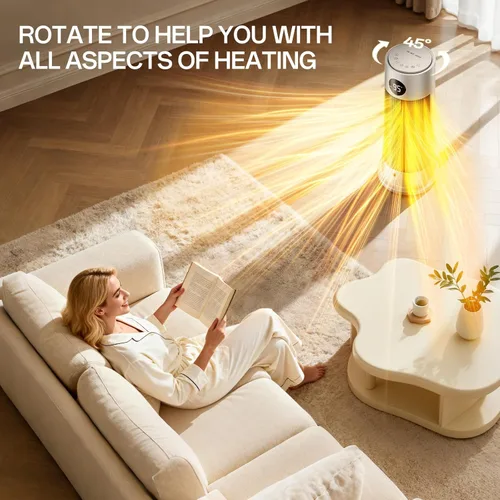 Miniatura 6 de Calentadores de espacio para uso en interiores, calentador eléctrico portátil con luz nocturna, calentador de cerámica PTC de 1500 W con 4 modos