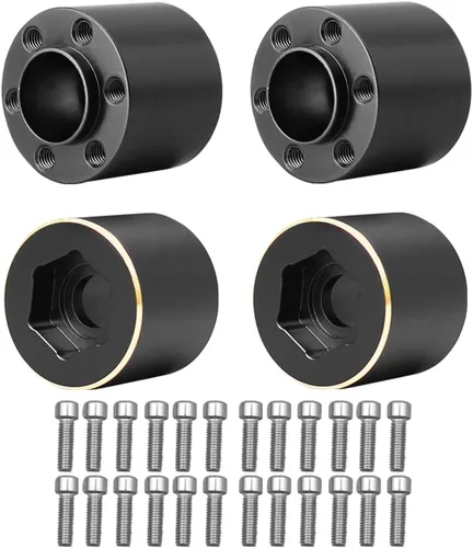 Miniatura 8 de 4 unidades de ruedas Beadlock de 1.9 y 2.2 pulgadas, adaptadores anchos de cubo de rueda hexagonal de 0.472 in para actualizaciones de oruga RC Negro
