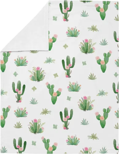 Miniatura 2 de Sweet Jojo Designs Manta envolvente de seguridad para recién nacido o niño pequeño, con diseño de cactus y flores, estilo bohemio, con estampado