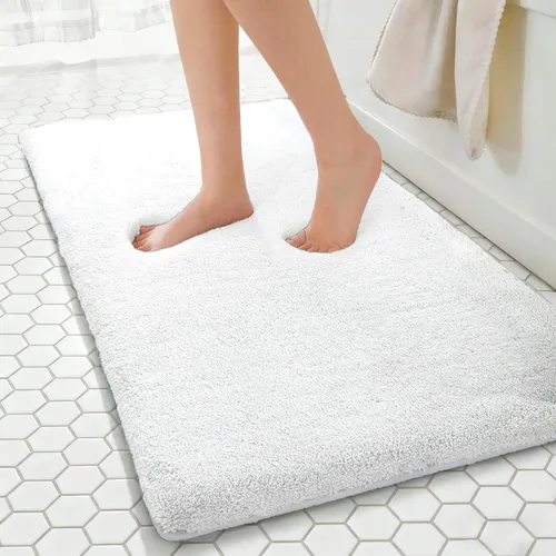 Miniatura 17 de MINIDEAR - Alfombras de baño 24x17 beige - Tapete de baño de espuma elástica gruesa, ultra suave y pachona, antideslizante, de secado rápido