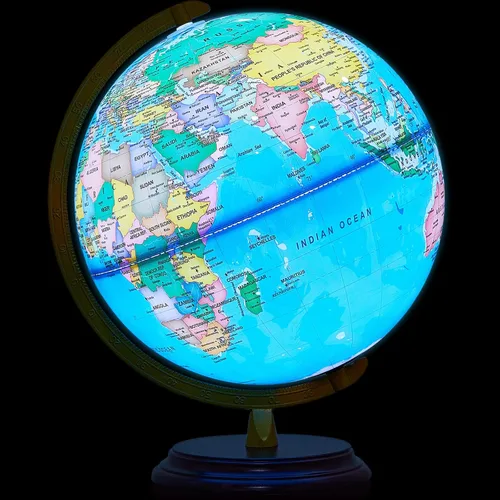 Miniatura 10 de Amylove – Globo mundial iluminado de 13'' para adultos, rotación de 720°/360°, globo reescribible con luz, con soporte, mapa del mundo para metal
