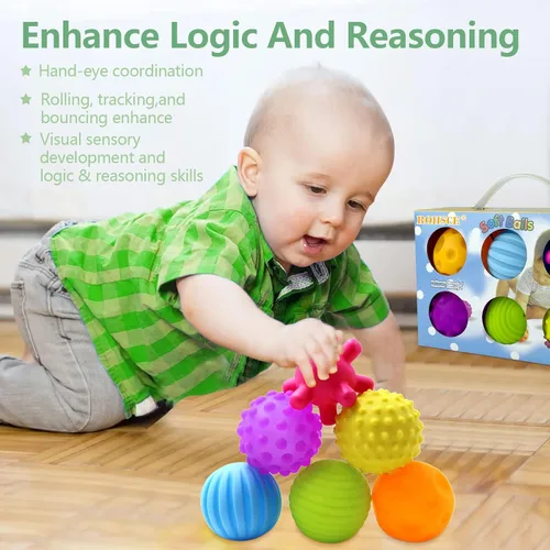 Miniatura 8 de Pelotas sensoriales para bebés, juguetes sensoriales para bebés de 6 a 12 meses para niños pequeños de 1 a 3 años y bloques de goma suave para bebés
