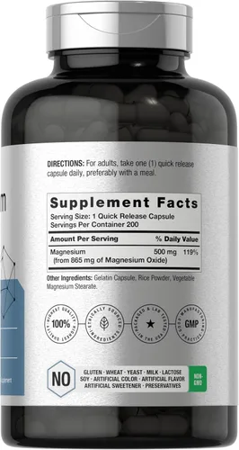 Miniatura 2 de Horbäach Óxido de magnesio 865 mg 200 cápsulas Suplemento sin OMG y sin gluten