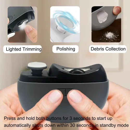 Miniatura 8 de Easyclip - Cortaúñas inteligente, 3 en 1, cortaúñas eléctrico de fácil clip, cortaúñas con luz, adecuado para todos los recortes y pulido de uñas