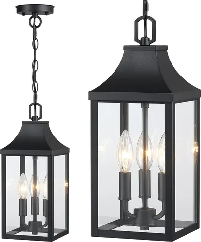 Miniatura 10 de Lámpara colgante grande de 15.5 pulgadas para exteriores, 3 luces, del atardecer al amanecer, lámpara colgante para exteriores, lámpara colgante