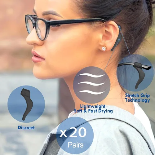 Miniatura 5 de 20 pares de pinzas para las orejas, ganchos antideslizantes de vidrio para las orejas, cómodos cojines de silicona para detrás de la oreja
