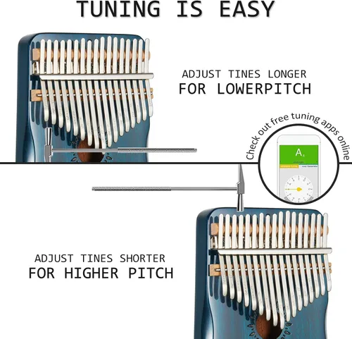 Miniatura 4 de AARVI Kalimba - Piano de pulgar de 17 teclas, piano portátil de dedo Mbira, regalos para niños y adultos principiantes (azul)