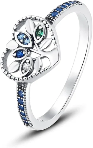 TINSLO Anillo de plata de ley 925 con circonita de colores, anillos ajustables para mujeres, anillos sorpresa de aniversario para mujeres, anillos