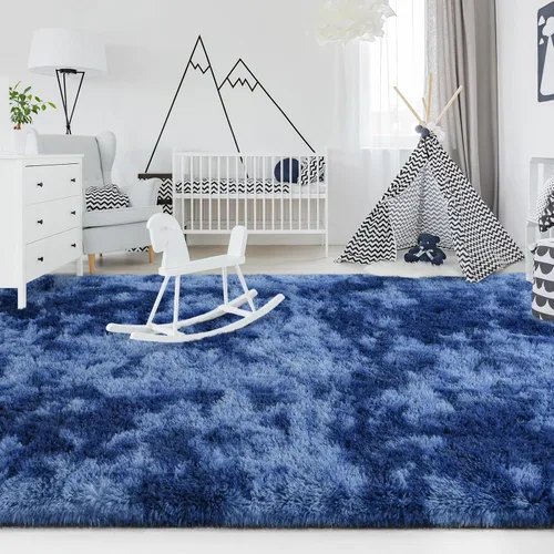 Miniatura 85 de FlyDOIT Alfombras Grandes para Sala de Estar, 5x8 Pies Alfombra Shaggy Teñida con Tie-Dye Gris Oscuro, Alfombras Mullidas Tipo Manta, Alfombras