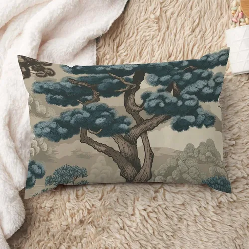 Miniatura 37 de ArogGeld Funda de cojín lumbar asiática de estilo chinoiserie, de lino marrón, pájaro y flor, funda de almohada asiática para sala de estar, A-6