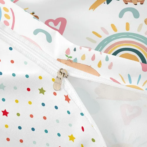 Miniatura 6 de Erosebridal Capybara - Juego de funda de edredón para dormitorio, 2 piezas, diseño de arco iris, tamaño individual, para niñas, funda de edredón