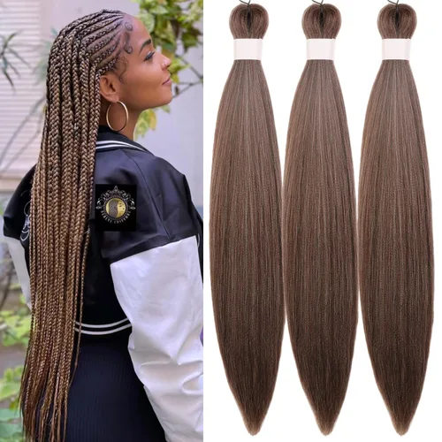 Miniatura 39 de Cabello trenzado verde azulado preestirado, hipoalergénico, sintético, color azul aguamarina, para trenzas y giros, extensiones de cabello largo