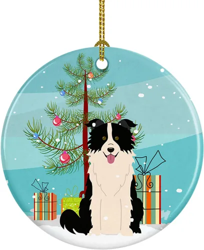 Miniatura 53 de Caroline's Treasures Adorno de cerámica para árbol de Navidad, Laika Spitz de Siberia Occidental, decoración colgante para árbol de Navidad