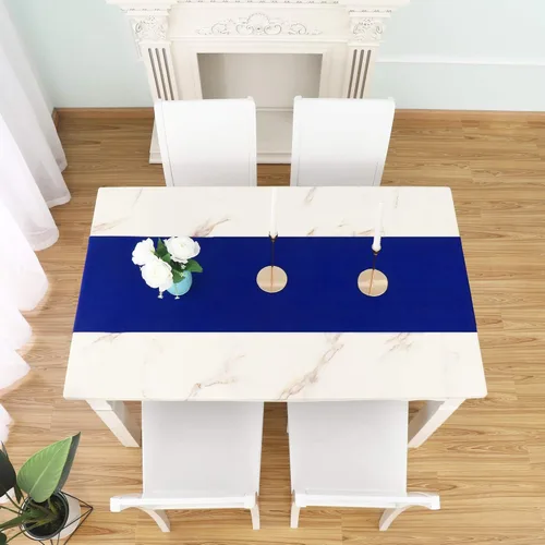 Miniatura 2 de DUALIFE Camino de mesa azul real de 14 x 108 pulgadas de largo, color sólido, poliéster grueso, tela decorativa hecha a mano para bodas, fiestas