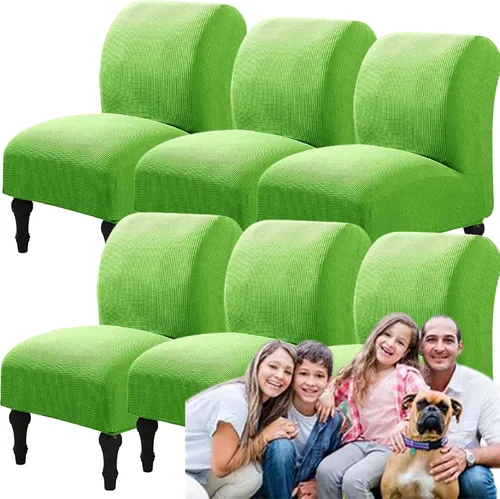 Miniatura 52 de Fundas elásticas para silla sin brazos, extraíbles y lavables, de elastano jacquard sin reposabrazos, protector de muebles para sala de estar, Verde