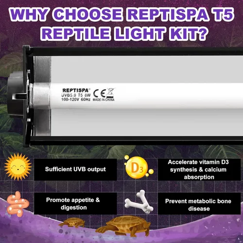 Miniatura 7 de Kit combinado de iluminación T5 HO UVB, lámpara de reptil de 8 W con bombillas fluorescentes, luz UVB Desert 10.0 para reptiles y anfibios, luz
