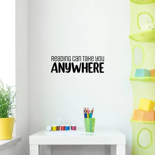 Miniatura 2 de Calcomanía de vinilo para pared, lectura puede llevarte a cualquier lugar, 8 x 25 pulgadas, moderna y motivadora optimista cita para sala de estar