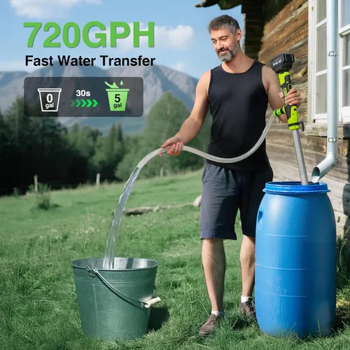 Miniatura 2 de Bomba de Transferencia de Agua Inalámbrica de Varilla, Bomba de Sumidero Portátil Alimentada por Batería con 2 Baterías Recargables de 4000mAh