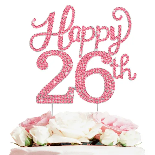 Miniatura 95 de LASKYER Decoración de feliz cumpleaños número 10, decoración de pastel de diamantes de imitación dorados de 10º cumpleaños – Letrero de metal