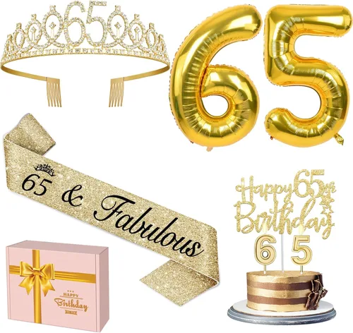 Miniatura 52 de Decoraciones doradas de 70 cumpleaños para mujer con banda y tiara de cumpleaños 70, adorno para pastel y velas, globos de números, regalos de 70