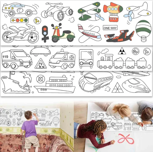 Rollo de dibujo para niños, rollo de papel para colorear para regalo de niños, 120 x 11.8 pulgadas, rollo de papel de dibujo de bricolaje, rollo de