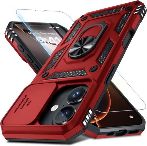 Miniatura 26 de Janmitta - Funda para iPhone 14 Pro con cubierta deslizante para lente de cámara incorporada + protector de pantalla, funda de cuerpo completo