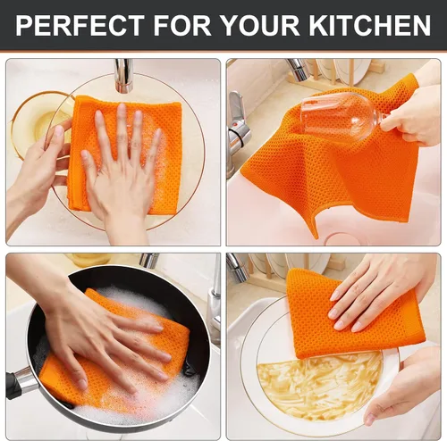 Miniatura 475 de Kitinjoy - Paños de cocina de 100 % algodón, tela de tejido gofrado, paño de limpieza ultrasuave, absorbente y de secado rápido. Beige