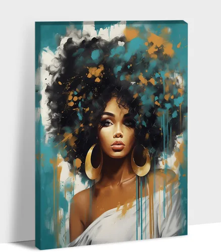 Miniatura 32 de Arte de pared afroamericano, decoración de rey y reina bailarín negro para sala de estar, arte de pareja de amor negro para dormitorio, lienzo