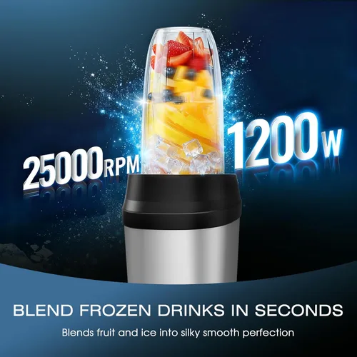 Miniatura 2 de Nahida Licuadora para batidos, licuadora de batidos de 1200 W para triturar hielo, licuadoras con (2) cuchillas de 6 aletas, licuadoras personales