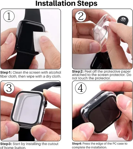 Miniatura 6 de Paquete de 2 fundas rígidas de 1.496 pulgadas para Apple Watch Series 3, 2, 1, 1.496 pulgadas, protector de pantalla de vidrio templado, cobertura